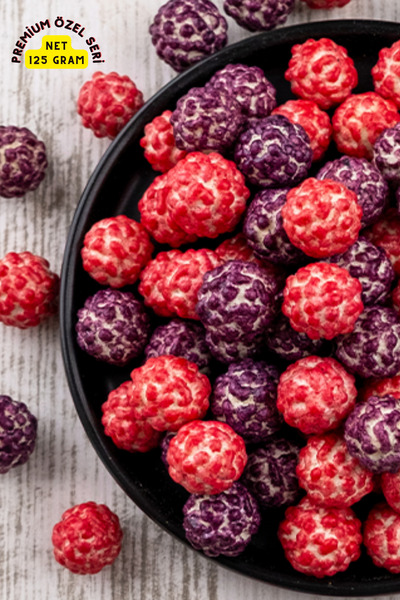 KAJUNUTS PremiumGurme Serisi Kaymaklım Ahududu-Böğürtlen Aromalı Draje Kuş Üz...