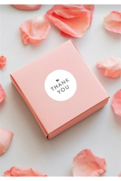 anka design Kuşe Sticker Paketleme & Kargo Etiketi (4x4cm) 48 Adet - Thank You -