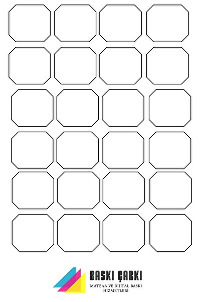 BASKI CARKI ملصق مقطوع حسب الطلب مقاس A4 24 قطعة