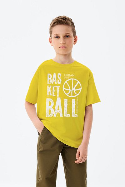 ADABEBEK Urban Basketball Drawing Printed Boys' T-Shirt
