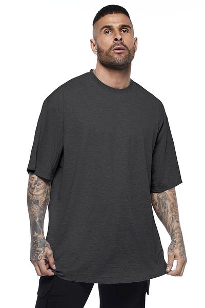ROCKANDROLL Απλό γκρι, ανθρακί Oversize Ανδρικό T-shirt Eco Πακέτο 2