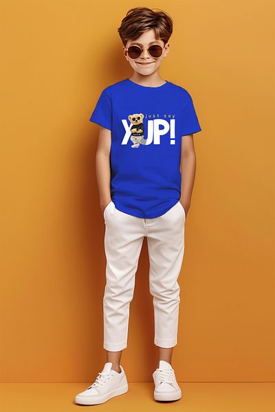 ADABEBEK Just Say Yupi Written Teddy Bear Printed T-shirt για αγόρι