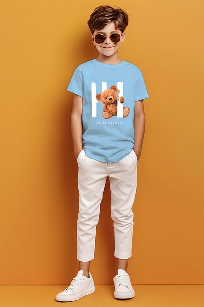 ADABEBEK Tricou pentru băieți cu imprimeu ursuleț de pluș de jucărie cu Hello. Mă bucur să te cunosc