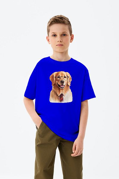 ADABEBEK Golden Smiling Puppy με γυαλιά εμπριμέ μπλουζάκι για αγόρι