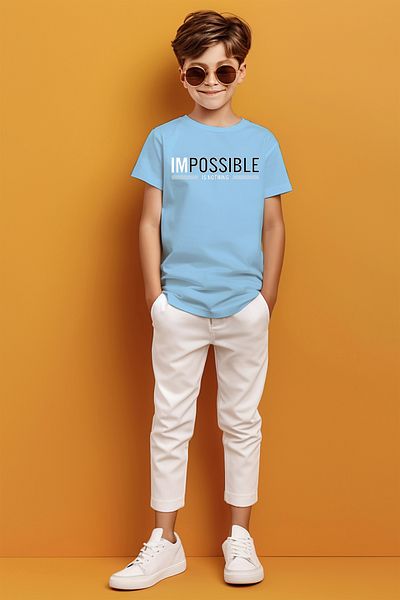 ADABEBEK Tricou pentru băieți cu imprimeu cu litere Impossible