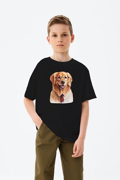 ADABEBEK Golden Smiling Puppy με γυαλιά εμπριμέ μπλουζάκι για αγόρι