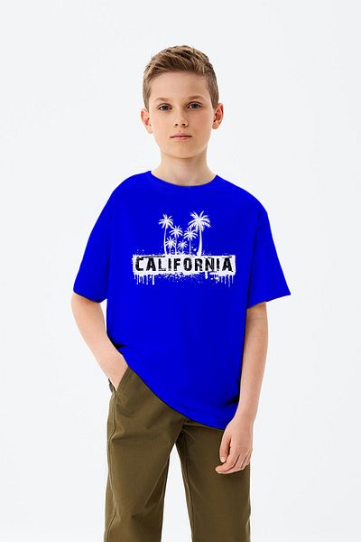 ADABEBEK Ανδρικό μπλουζάκι με στάμπα California με λεπτομέρεια από βαμβάκι