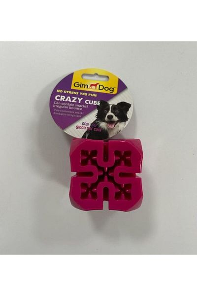 Gimdog TPR Pink Dog Treat Cube Toy 7 cm
