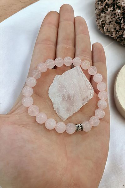 NBS Beautiful Naturel Stones Pink Quartz (Stone Gift) Natural Stone Bracelet 8 mm