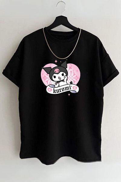 AMMA Μπλουζάκι Unisex Kuromi Friend Character με εμπριμέ κοντό μανίκι 100% βαμβάκι