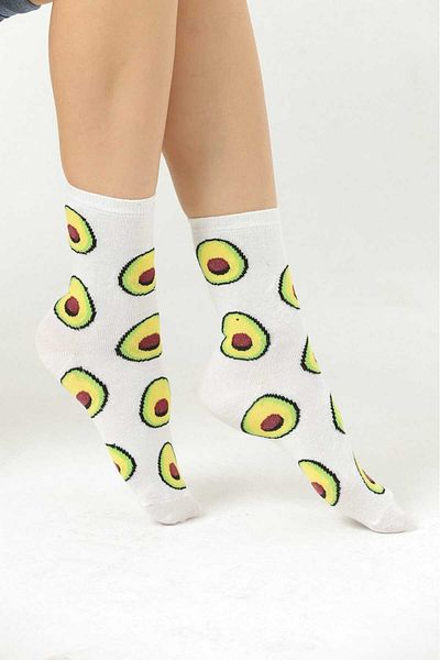 MG ÇORAP White Avocado Patterned Socks