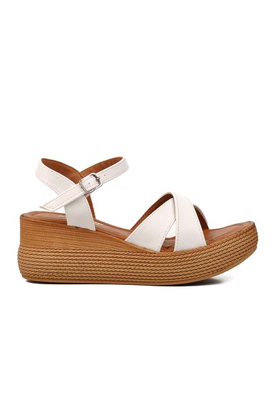 AYAKMOD 426093 White Women's Wedge Heel Sandals