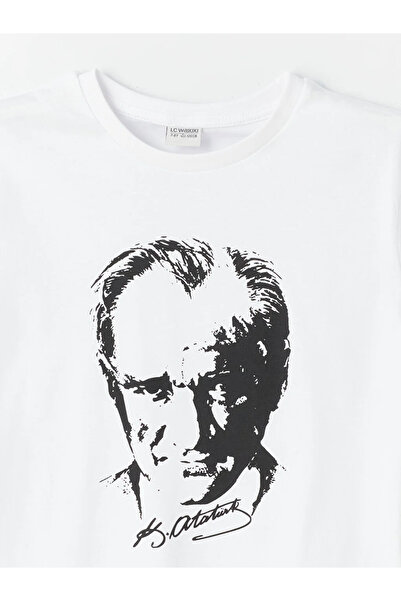 LC Waikiki LCW Παιδικό μπλουζάκι με κοντό μανίκι για αγόρια με στάμπα Ataturk