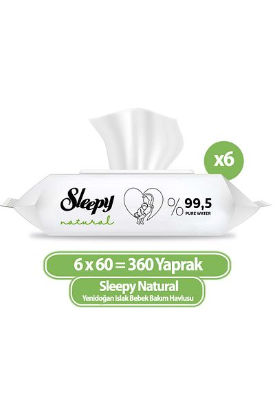 Sleepy Natural Newborn Wet Towel Wipes 60x6 360 Sheets