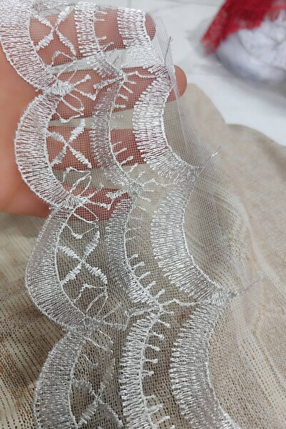 DUAYEN güpür dantel tül üzeri işleme dalgalı desen 1 metre