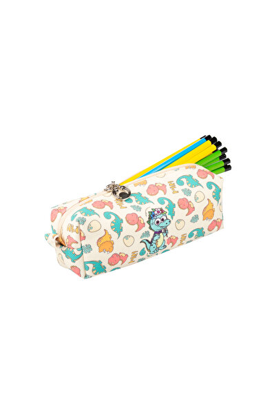 Akıllı Karınca Dinazor Desenli Kumaş Tek Göz Kalemlik Dinazorlu Kalemlik