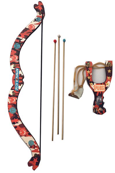 Ahtek Wooden Red Arrow Bow Set, Slingshot Set