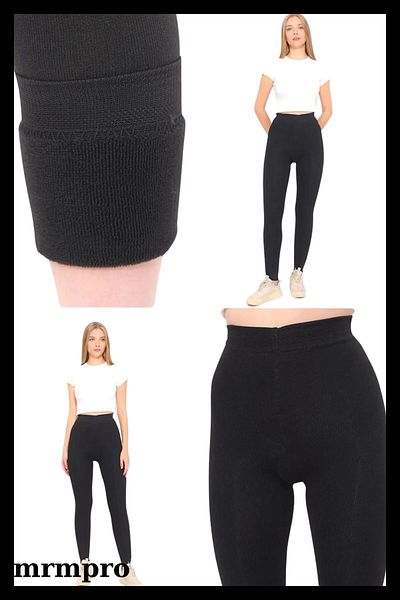 mrmpro Women's Tights Black High Waist Thermal Plush Towel -10c Cold Weather Resistant