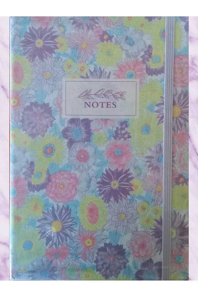 Mikro A5-02 Striped Flower Patterned Notebook - 80 Places