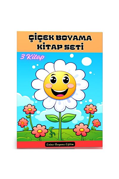 Enine Boyuna Eğitim Flower Coloring Book Set (3 Books)