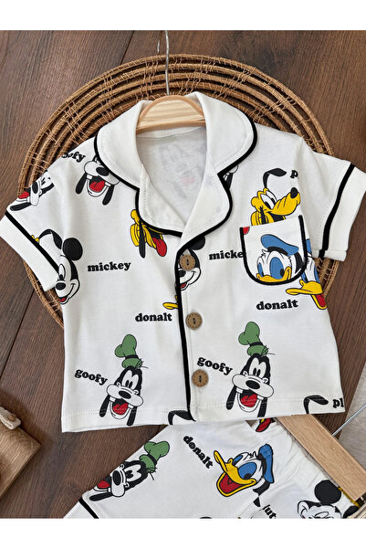 Bolly Baby 100% Cotton Double-breasted Collar Front Buttoned Comfortable Fit Summer Baby Boy Pajamas Set