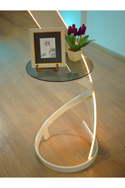 Dora Art Cam Raflı Led Aydınlatmalı Tasarım Ahşap Lambader