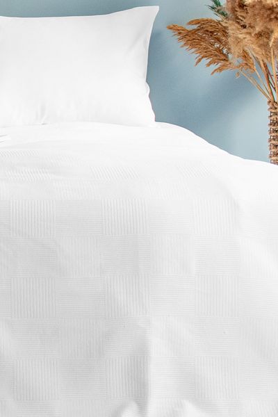 sethome collection رمح مزدوج منقوش باللون الأبيض على شكل رقعة الشطرنج، رمح فندقي متقلب مقاس 200 × 230