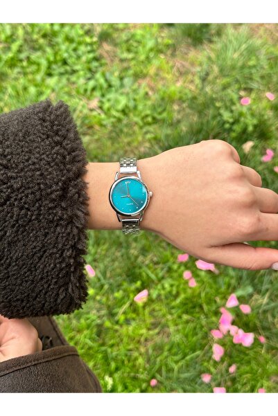 İnogge Mavi Kadranlı Yuvarlak Çelik Kol Saati