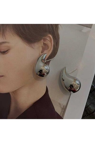 İDA ACCESSORY Women's Chubby Earrings Italian Tear Drop Steel Earrings