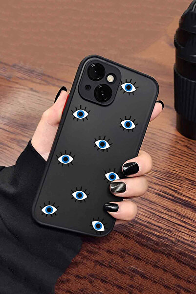 Merwish İphone 14 Plus Ve 15 Plus Uyumlu Nazar Desenli Kamera Korumalı Hux Tp...