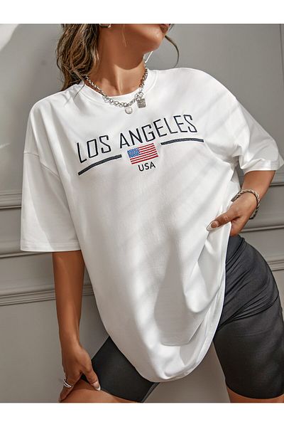 Jose Clothing Μπλουζάκι με λευκή στάμπα Unisex από οργανικό βαμβάκι Oversize - Κοντό μανίκι