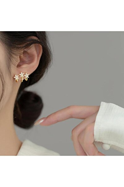 toptanhanem Baget Taşlı 3 Yıldızlı Gold Çelik Küpe | Zarafetinizi Yansıtan Eşsiz Takı