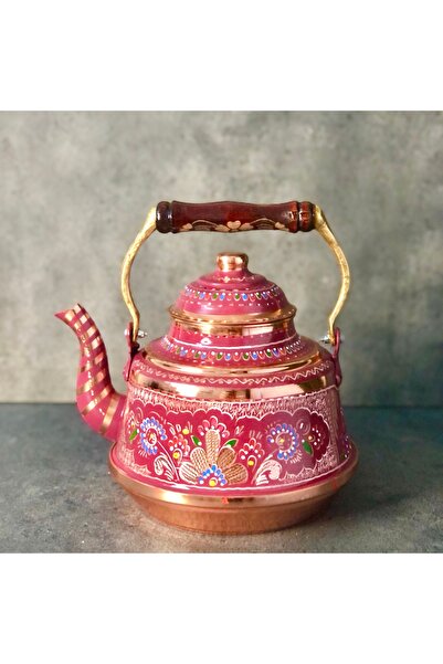 Copper Studio 999 3,2 Litre Tekli Kalaylı Dövme Bakır Demlik, El İşlemeli Nos...