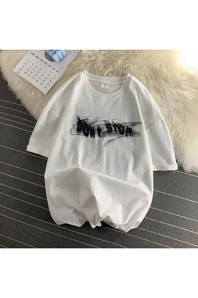 Jose Clothing Μαύρο εμπριμέ από οργανικό βαμβάκι Unisex Oversize T-shirt - Κοντό μανίκι