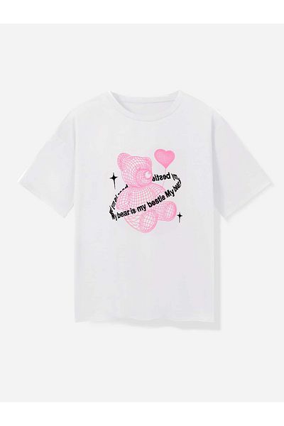 Jose Clothing Μπλουζάκι με λευκή στάμπα Unisex από οργανικό βαμβάκι Oversize - Κοντό μανίκι