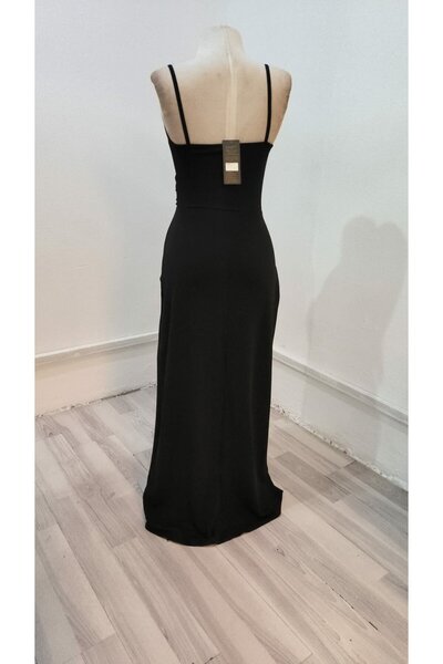 Zühre Γυναικείο φόρεμα κρεπ με λουράκι με διπλό στήθος με βαθύ σκίσιμο λαιμό