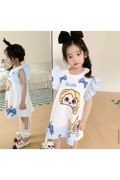 synshop Frozen Elsa Karlar Buzlar Kraliçesi Elbise Tişört Köstüm Kız Çocuk Ba...