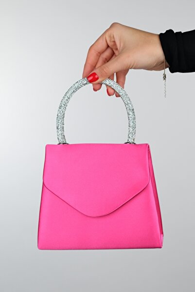 LuviShoes MONAKO Fuchsia Satin Stone Women's Handbag