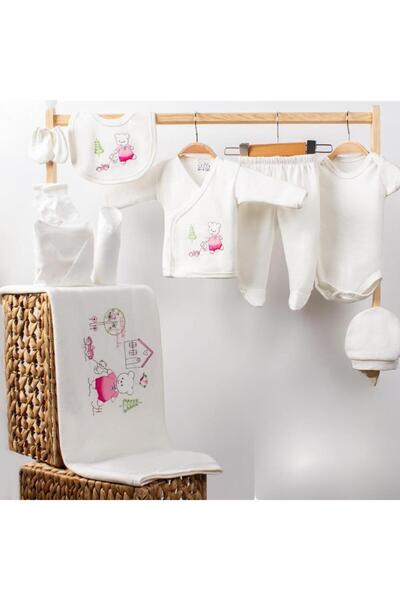 Ceritti CERİTTİ Yenidoğan Kız Bebek Zıbını, Sevimli Ayıcık Desenli, 10'lu Has...