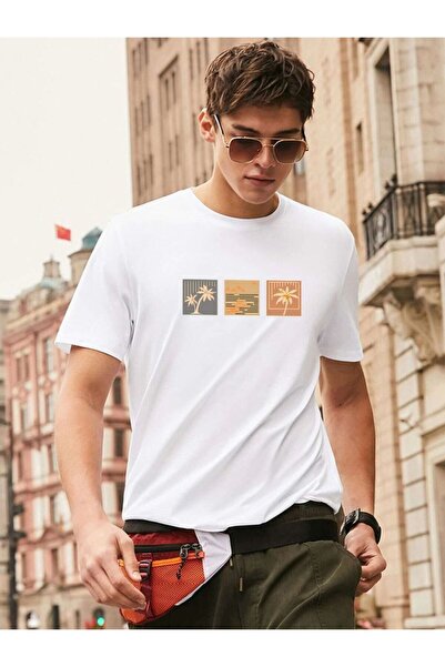 Rokeby Βαμβακερό χτενισμένο ύφασμα Oversize εμπριμέ λευκό μπλουζάκι