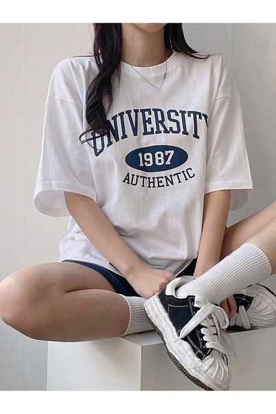 Jose Clothing Μπλουζάκι με λευκή στάμπα Unisex από οργανικό βαμβάκι Oversize - Κοντό μανίκι