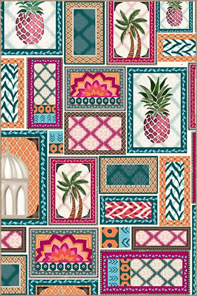 Rugs Modern Halı Colorful and Geometric Patterned Woven Base Carpet 3759