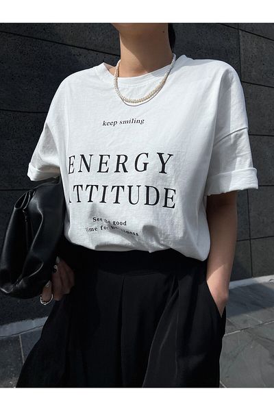 Jose Clothing Μπλουζάκι με λευκή στάμπα Unisex από οργανικό βαμβάκι Oversize - Κοντό μανίκι
