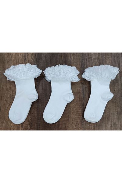 erceys Girl's 3 Pairs of Accessories Lace Socks Cotton