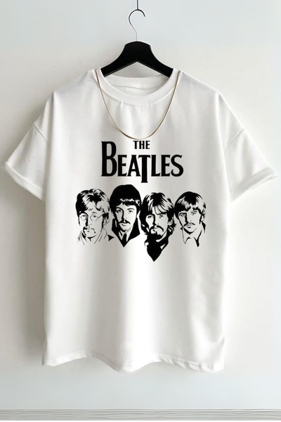 AEMİ تي شيرت مطبوع عليه The Beatles للجنسين مقاس كبير 100% قطن