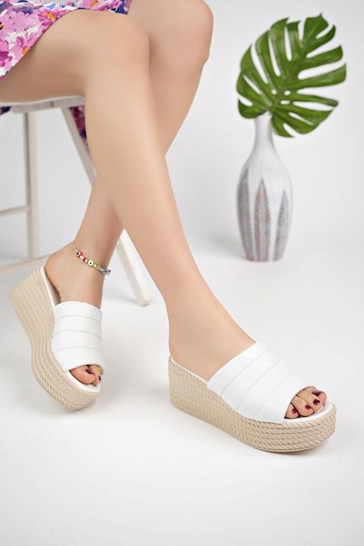Tolgado Women's Wedge Heel White New Style Comfortable and Soft Slippers