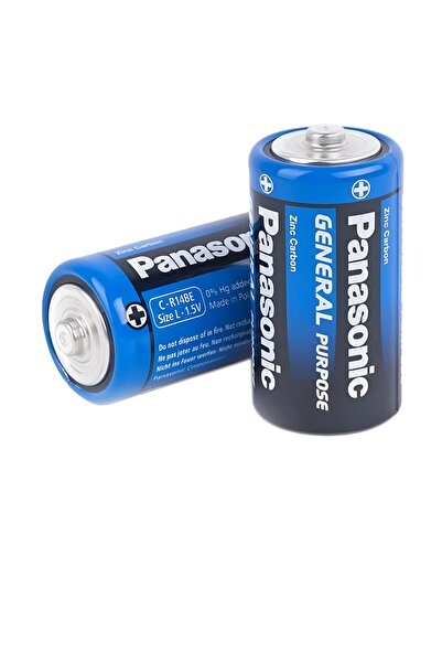 Panasonic orta boy pil 2 adet C size çelik pil