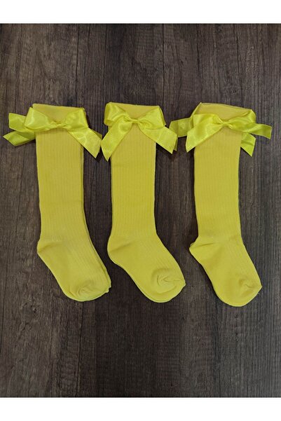 erceys Girl's 3 Pairs of Accessory Bow Cotton Knee-Cuff Socks