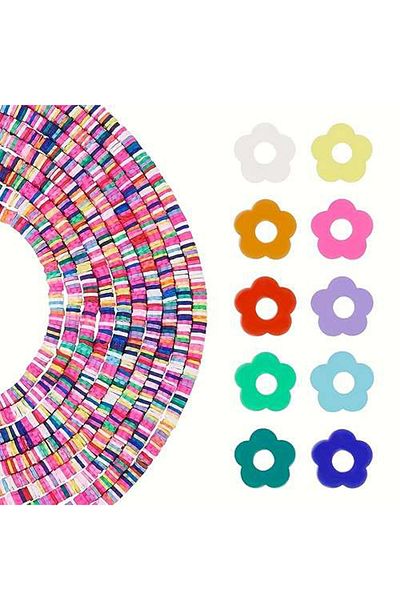 By MO Accessories 10 șiruri de modele de flori Fimo Figură mărgele folosite pentru realizarea brățărilor colier Fimo din argilă polimerică