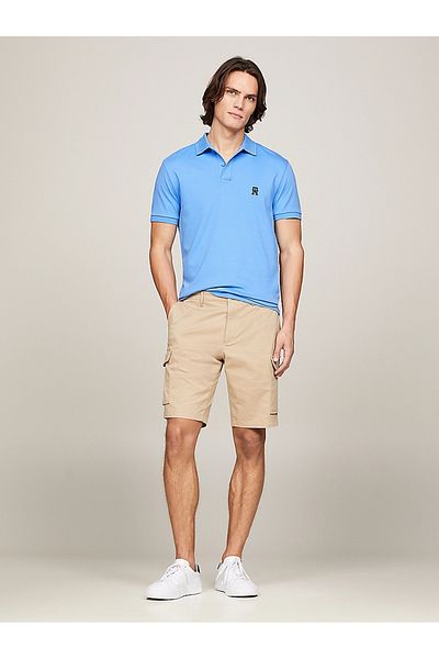Tommy Hilfiger Men's Woven Polo Neck Short Sleeve Casual Blue Polo Neck T-Shirt MW0MW34783-C30